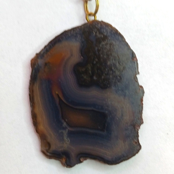 Dark agate slice necklace - Picture 2 of 3
